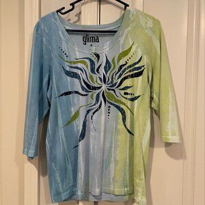 Glima  Vintage Womens Top XL  100% Cotton